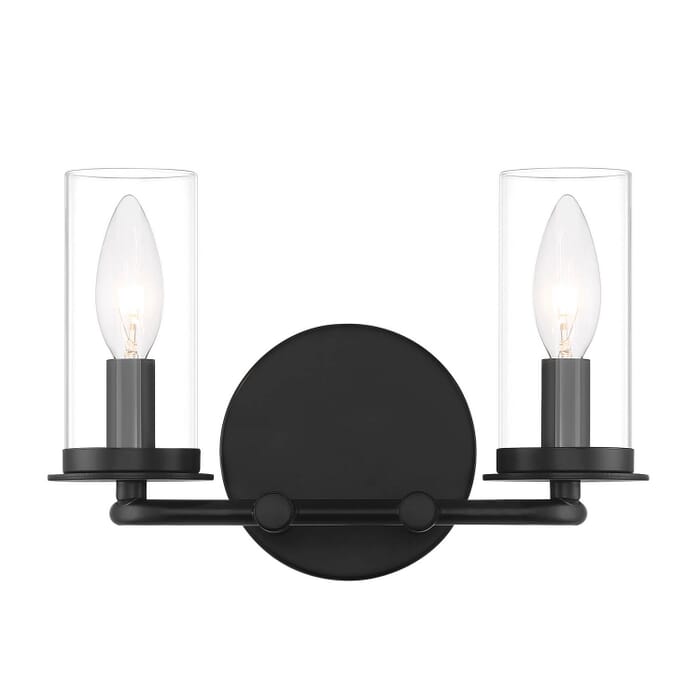 Hudson Heights 2-Light Bathroom Vanity Light in Matte Black Hudson Heights 2-Light Bathroom Vanity Light in Matte Black