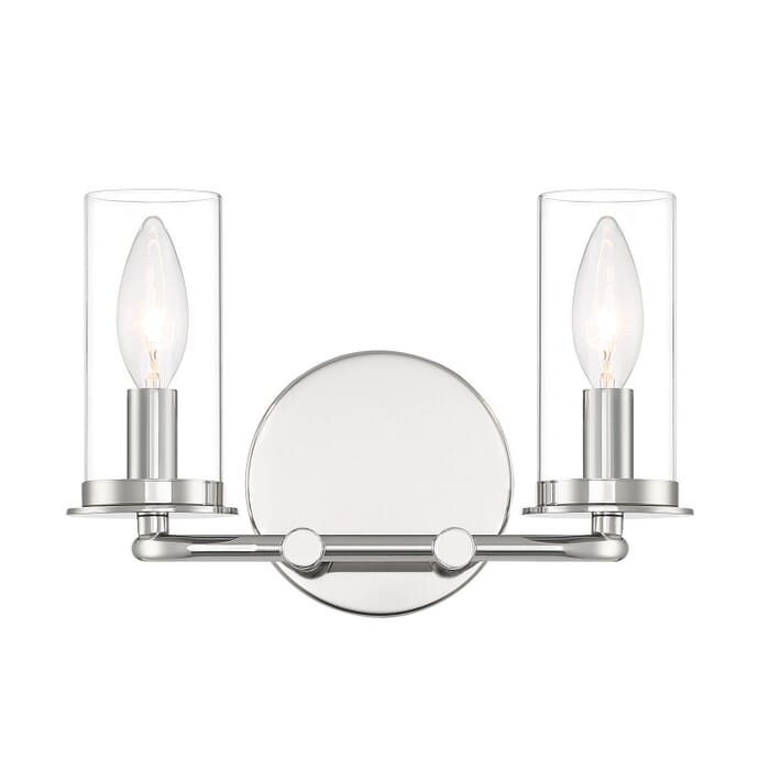 Hudson Heights 2-Light Bathroom Vanity Light in Polished Nickel Hudson Heights 2-Light Bathroom Vanity Light in Polished Nickel