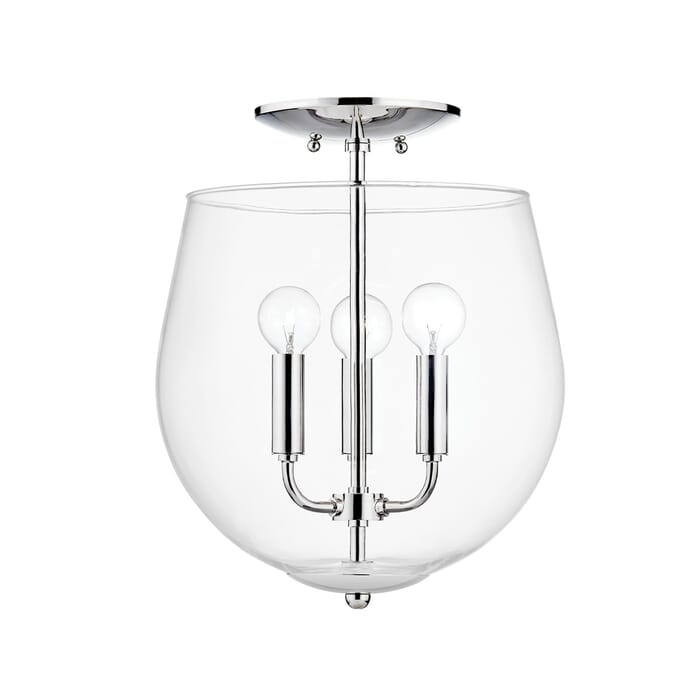 Bobbi 3-Light Semi Flush in Polished Nickel Bobbi 3-Light Semi Flush in Polished Nickel