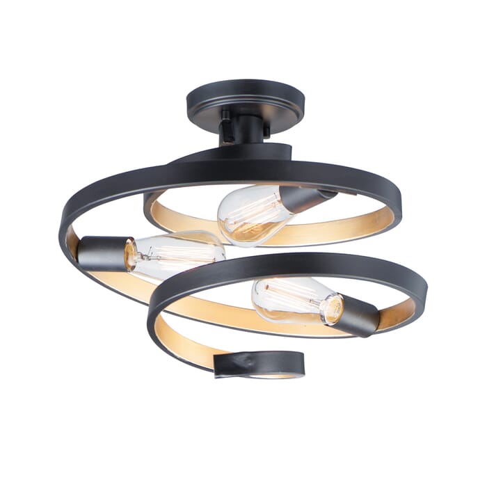 Maxim Twister 3-Light Ceiling Light in Black and Gold Maxim Twister 3-Light Ceiling Light in Black and Gold