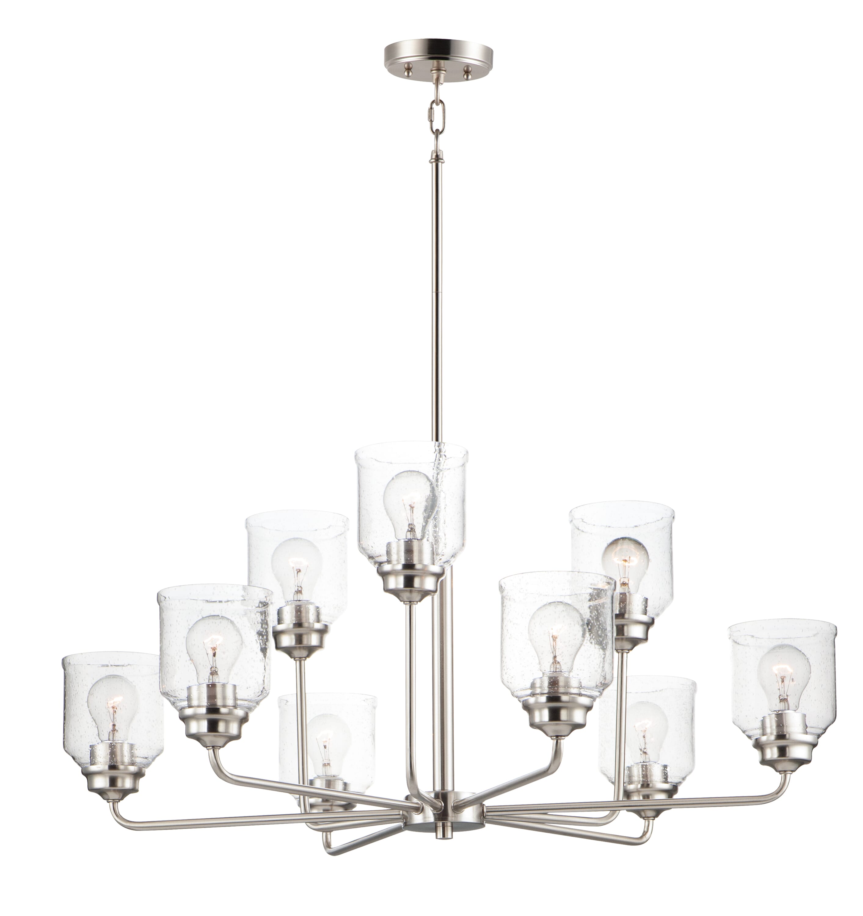 Maxim Acadia 9-Light Transitional Chandelier in Satin Nickel - 12277CDSN