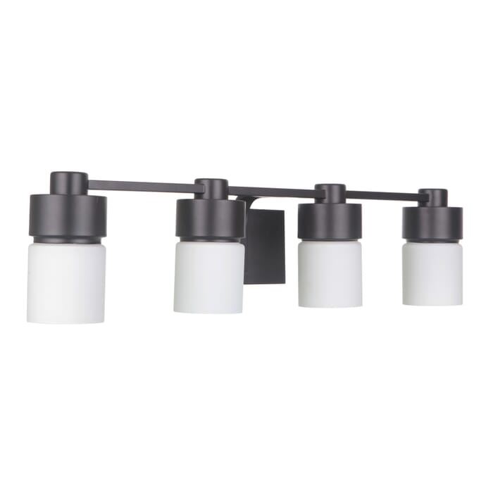 Craftmade District 4-Light Bathroom Vanity Light in Flat Black Craftmade District 4-Light Bathroom Vanity Light in Flat Black