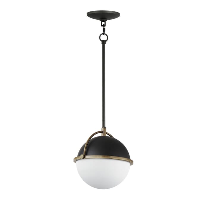Duke 1-Light Pendant in Black with Weathered Brass Duke 1-Light Pendant in Black with Weathered Brass