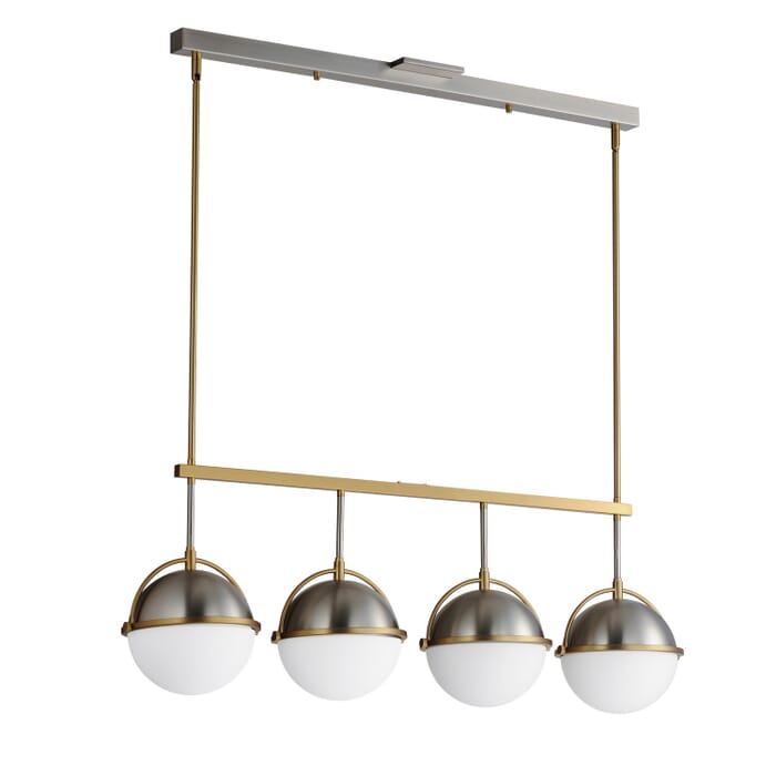 Duke 4-Light Linear Pendant in Satin Nickel with Satin Brass Duke 4-Light Linear Pendant in Satin Nickel with Satin Brass