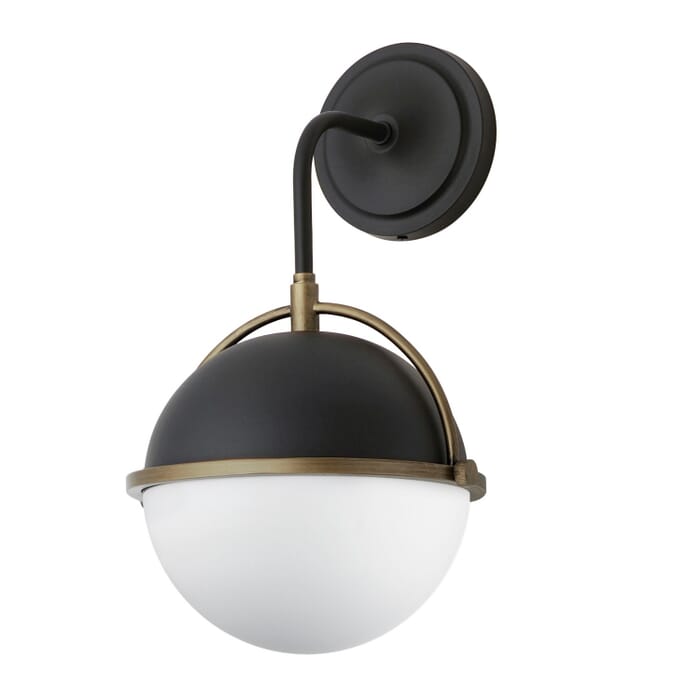 Duke 1-Light Outdoor Wall Sconce in Black with Weathered Brass Duke 1-Light Outdoor Wall Sconce in Black with Weathered Brass