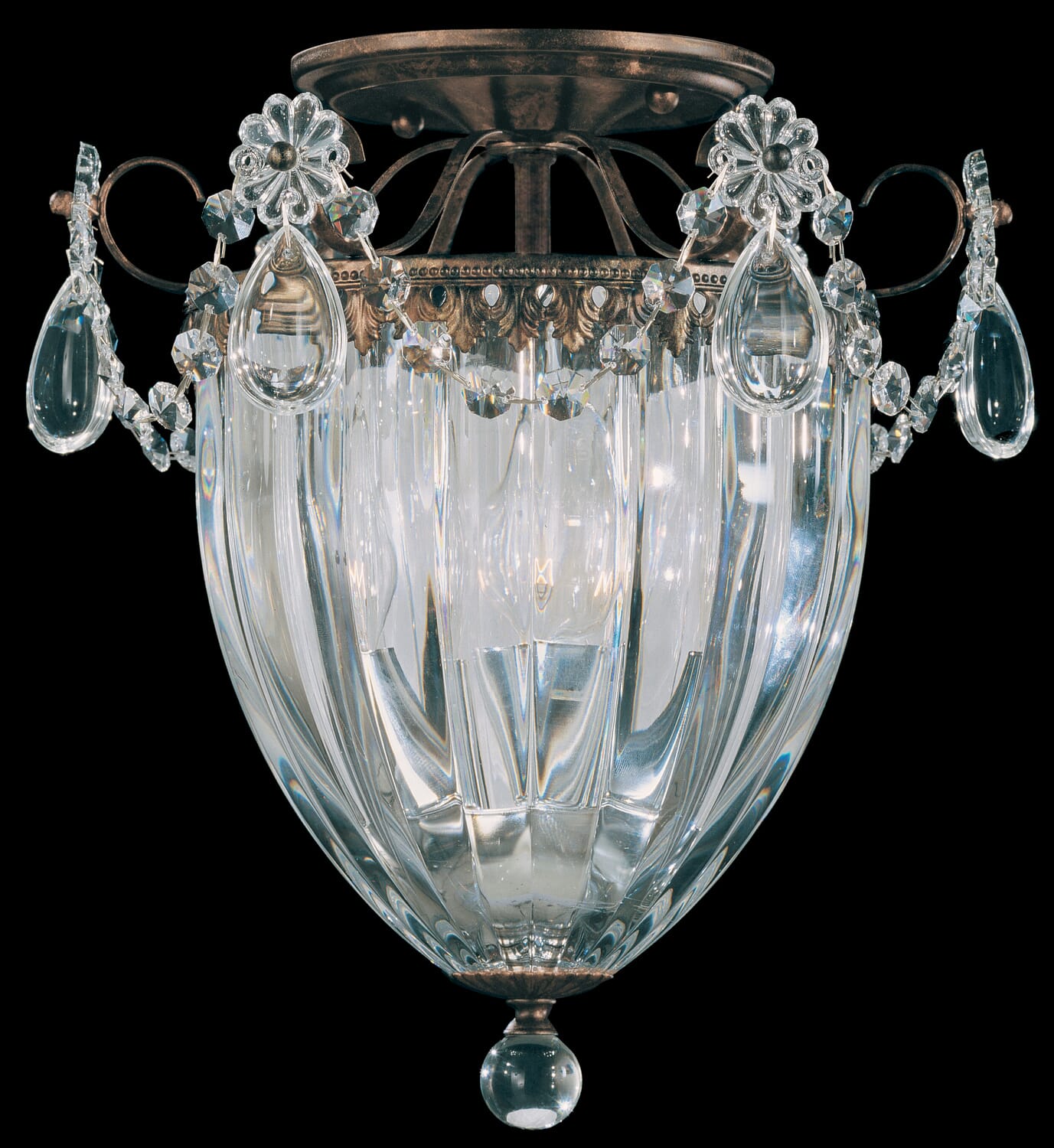 Bagatelle 3-Light Semi-Flush Ceiling Light in Gold