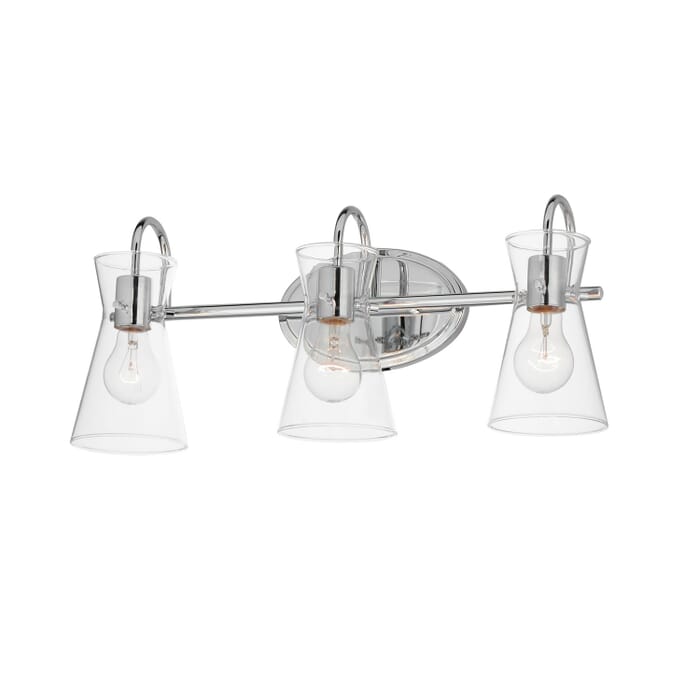 Ava 3-Light Bathroom Vanity Light in Polished Chrome Ava 3-Light Bathroom Vanity Light in Polished Chrome