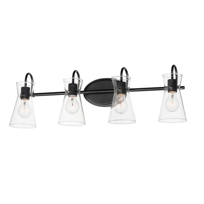 Ava 4-Light Bathroom Vanity Light in Black Ava 4-Light Bathroom Vanity Light in Black