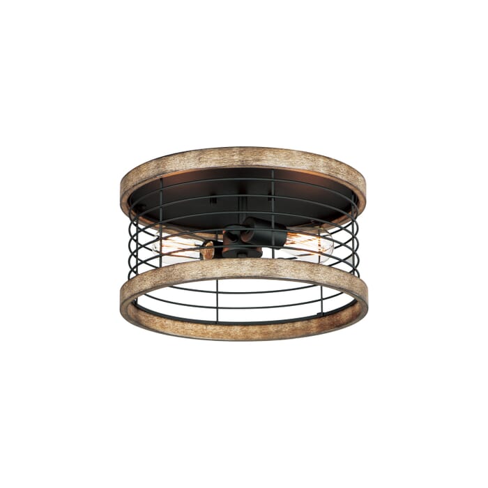 Homestead 2-Light Semi-Flush Mount in Driftwood with Black Homestead 2-Light Semi-Flush Mount in Driftwood with Black
