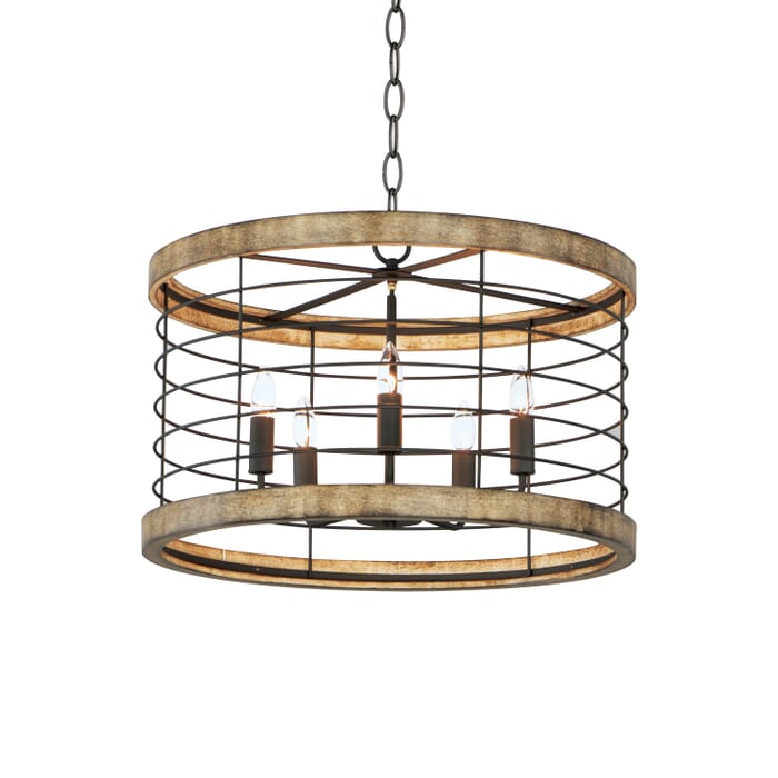 Homestead 5-Light Chandelier in Driftwood with Black Homestead 5-Light Chandelier in Driftwood with Black