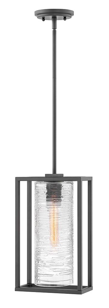 Satin Black LED Hanging Lantern from the Pax Collection