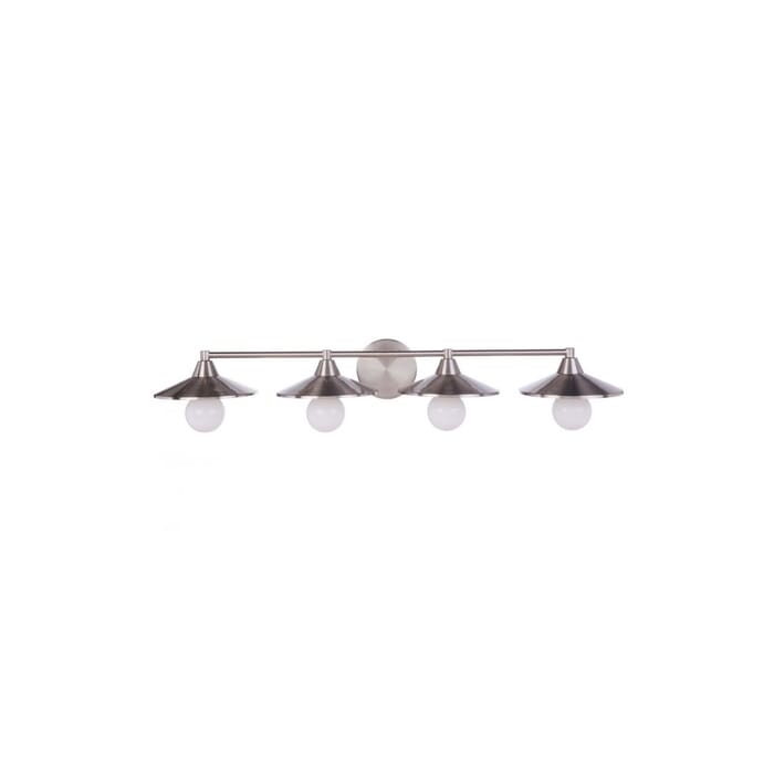 Craftmade Isaac 4-Light Bathroom Vanity Light in Brushed Polished Nickel Craftmade Isaac 4-Light Bathroom Vanity Light in Brushed Polished Nickel