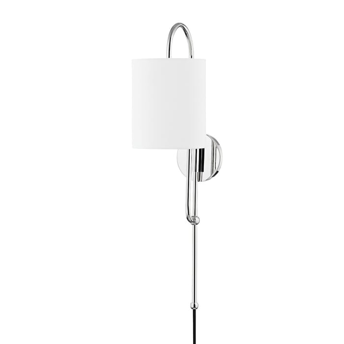 Caroline 1-Light Plug-in Sconce in Polished Nickel Caroline 1-Light Plug-in Sconce in Polished Nickel