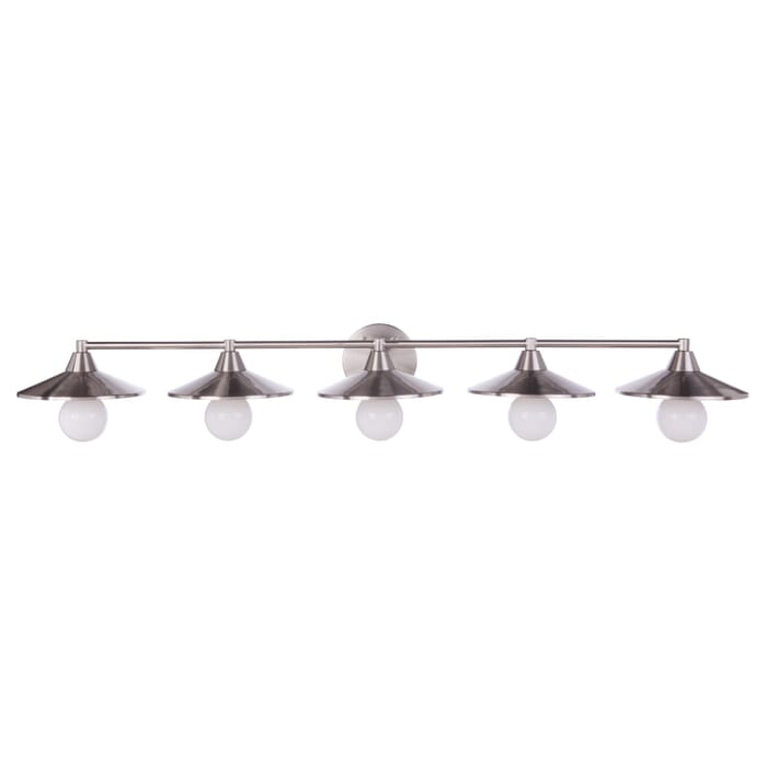 Craftmade Isaac 5-Light Bathroom Vanity Light in Brushed Polished Nickel Craftmade Isaac 5-Light Bathroom Vanity Light in Brushed Polished Nickel