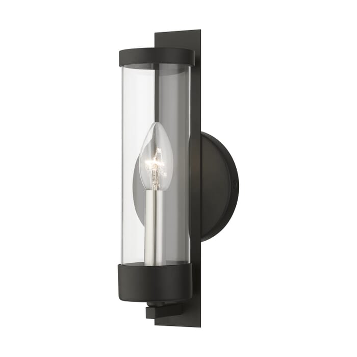 Castleton 1-Light Wall Sconce in Black w with Brushed Nickel Candle Castleton 1-Light Wall Sconce in Black w with Brushed Nickel Candle