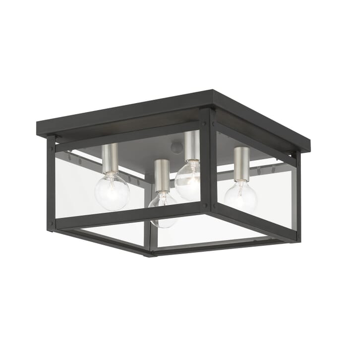 Milford 4-Light Flush Mount in Black w with Brushed Nickel Finish Candles Milford 4-Light Flush Mount in Black w with Brushed Nickel Finish Candles