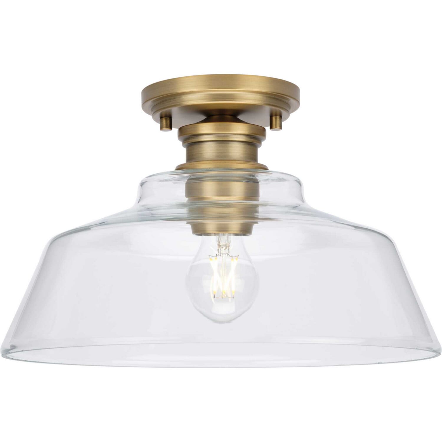 Vintage Brass One Light Semi Flush Mount from the Singleton Collection