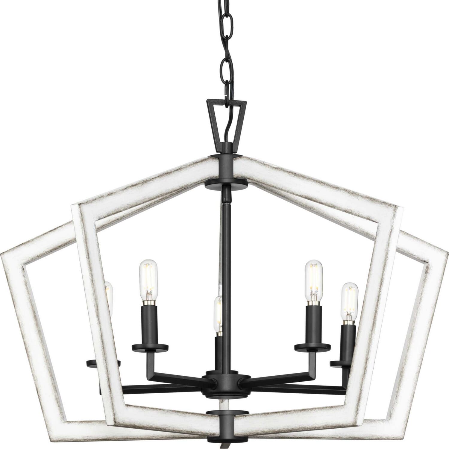 Matte Black Five Light Chandelier from the Galloway Collection