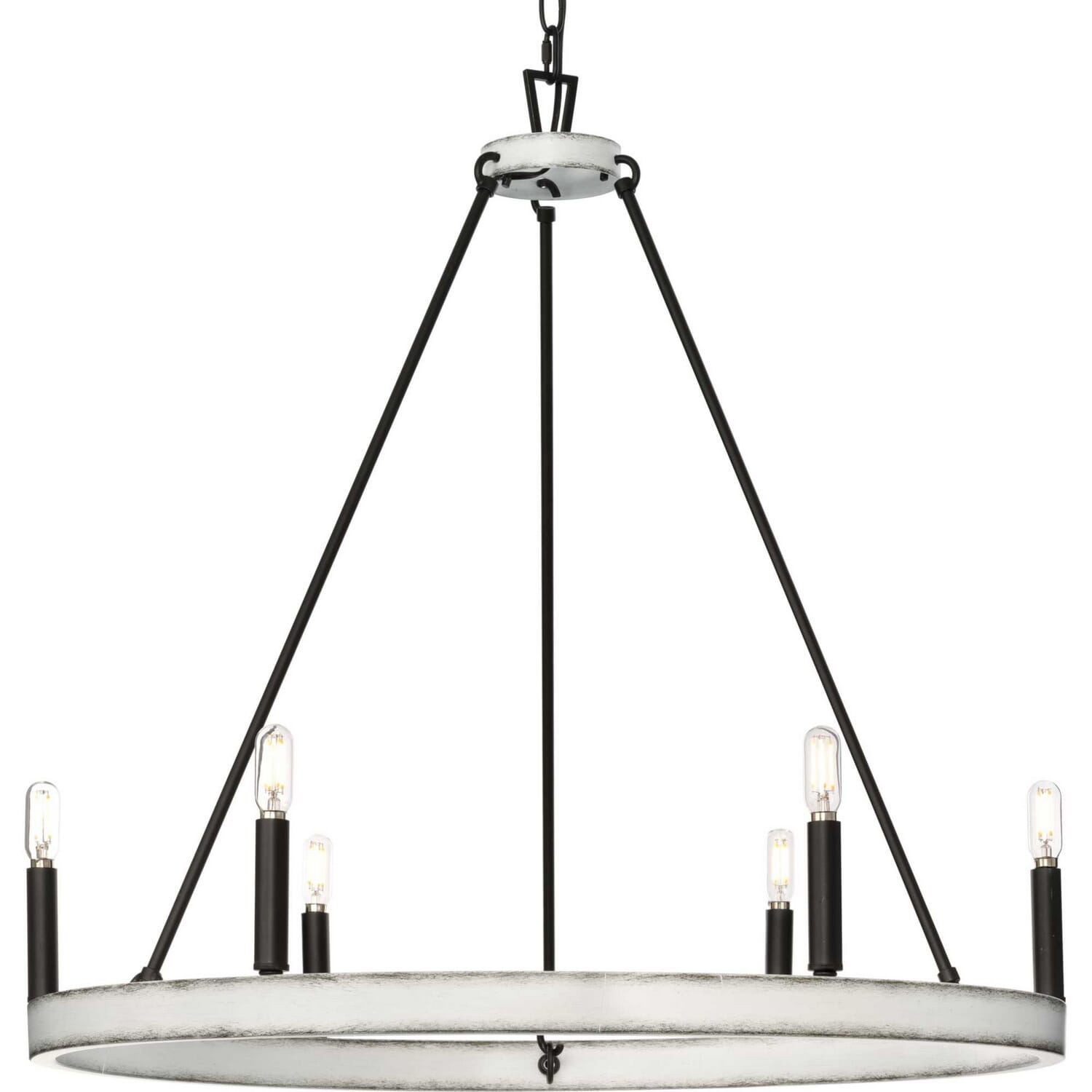 Matte Black Six Light Chandelier from the Galloway Collection