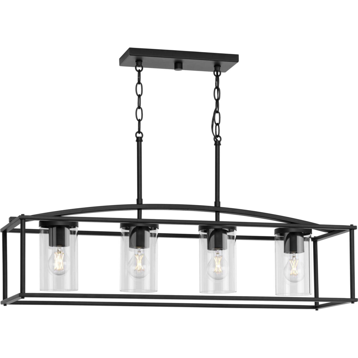 Matte Black Four Light Outdoor Island Chandelier from the Swansea Collection