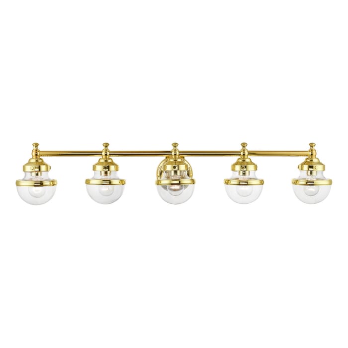 Oldwick 5-Light Bathroom Vanity Sconce in Polished Brass Oldwick 5-Light Bathroom Vanity Sconce in Polished Brass