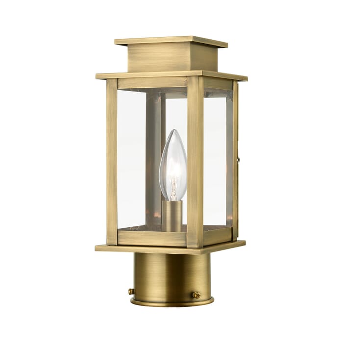 Princeton 1-Light Outdoor Post Top Lantern in Antique Brass Princeton 1-Light Outdoor Post Top Lantern in Antique Brass