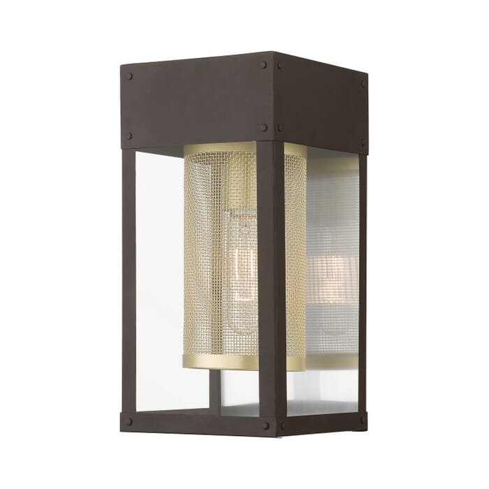 Franklin 1-Light Outdoor Wall Lantern in Bronze w with Soft Gold Candle and Brushed Nickel Stainless Steel Reflector Franklin 1-Light Outdoor Wall Lantern in Bronze w with Soft Gold Candle and Brushed Nickel Stainless Steel Reflector