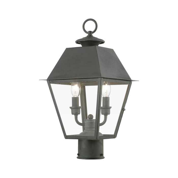 Wentworth 2-Light Outdoor Post Top Lantern in Charcoal Wentworth 2-Light Outdoor Post Top Lantern in Charcoal