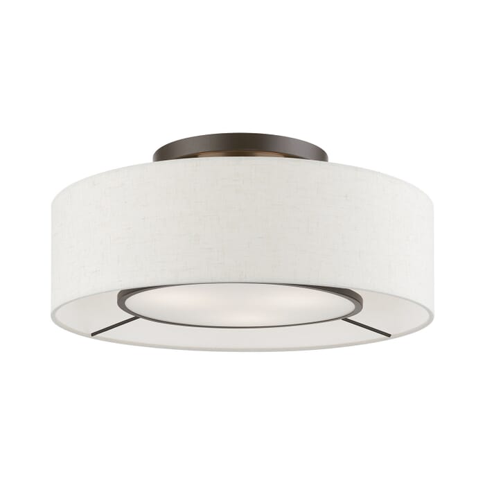 Ellsworth 3-Light Semi-Flush Mount in Brushed Nickel w with Shiny White Ellsworth 3-Light Semi-Flush Mount in Brushed Nickel w with Shiny White