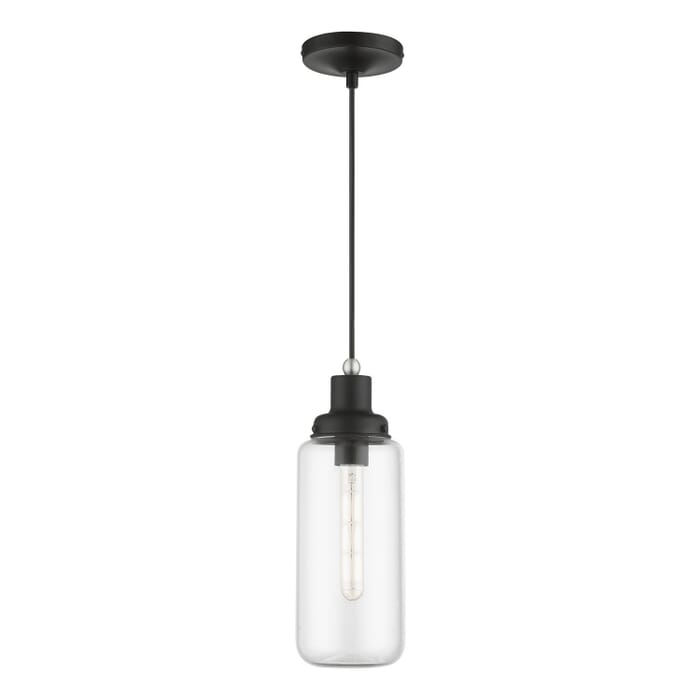 Oakhurst 1-Light Mini Pendant in Black w with Brushed Nickel Oakhurst 1-Light Mini Pendant in Black w with Brushed Nickel