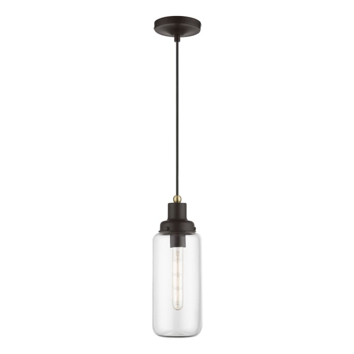Oakhurst 1-Light Mini Pendant in Bronze w with Antique Brass Oakhurst 1-Light Mini Pendant in Bronze w with Antique Brass