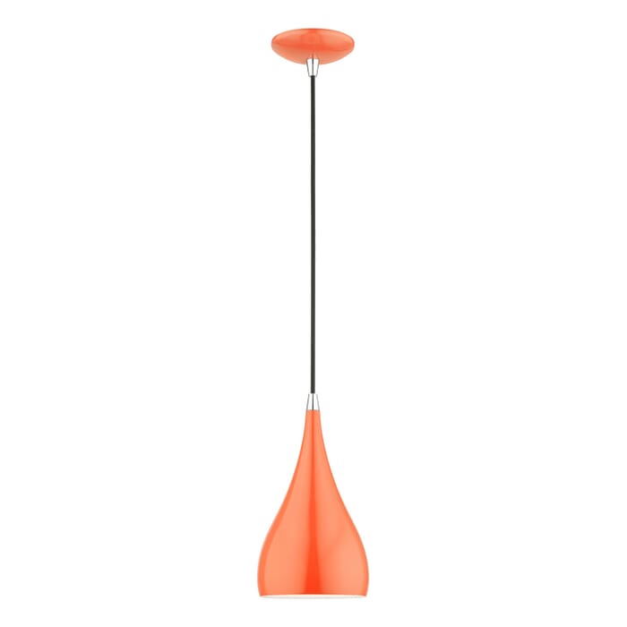 Amador 1-Light Mini Pendant in Shiny Orange w with Polished Chrome Amador 1-Light Mini Pendant in Shiny Orange w with Polished Chrome
