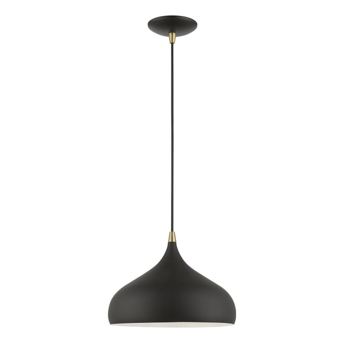 Amador 1-Light Pendant in Textured Black w with Antique Brass Amador 1-Light Pendant in Textured Black w with Antique Brass