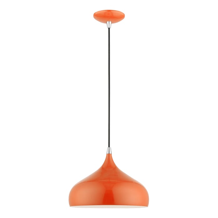 Amador 1-Light Pendant in Shiny Orange w with Polished Chrome Amador 1-Light Pendant in Shiny Orange w with Polished Chrome