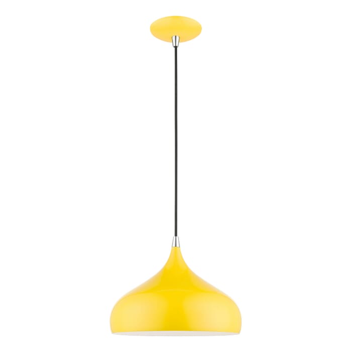 Amador 1-Light Pendant in Shiny Yellow w with Polished Chrome Amador 1-Light Pendant in Shiny Yellow w with Polished Chrome