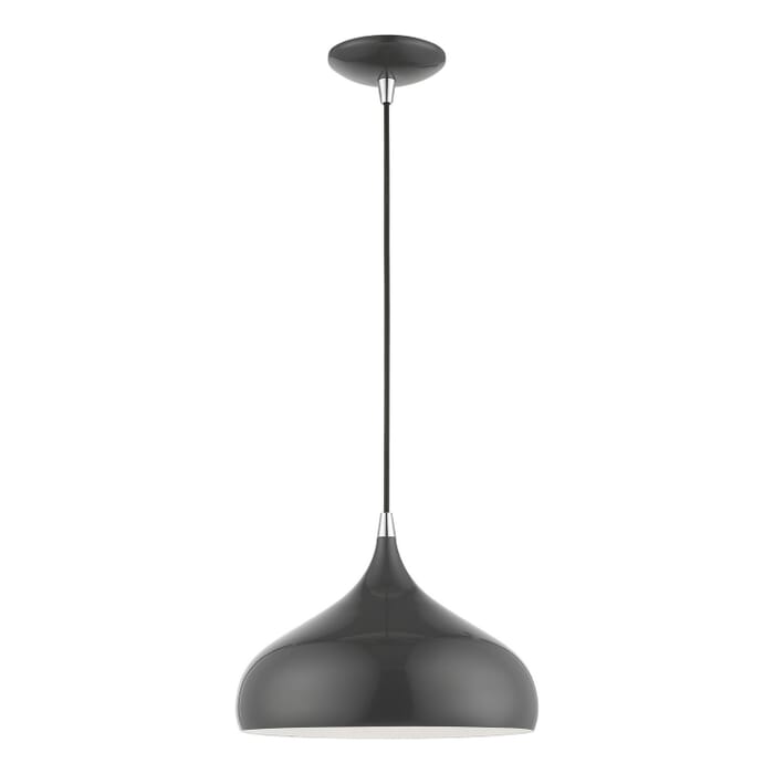 Amador 1-Light Pendant in Shiny Dark Gray w with Polished Chrome Amador 1-Light Pendant in Shiny Dark Gray w with Polished Chrome