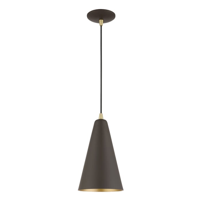 Dulce 1-Light Mini Pendant in Bronze w with Antique Brass Dulce 1-Light Mini Pendant in Bronze w with Antique Brass