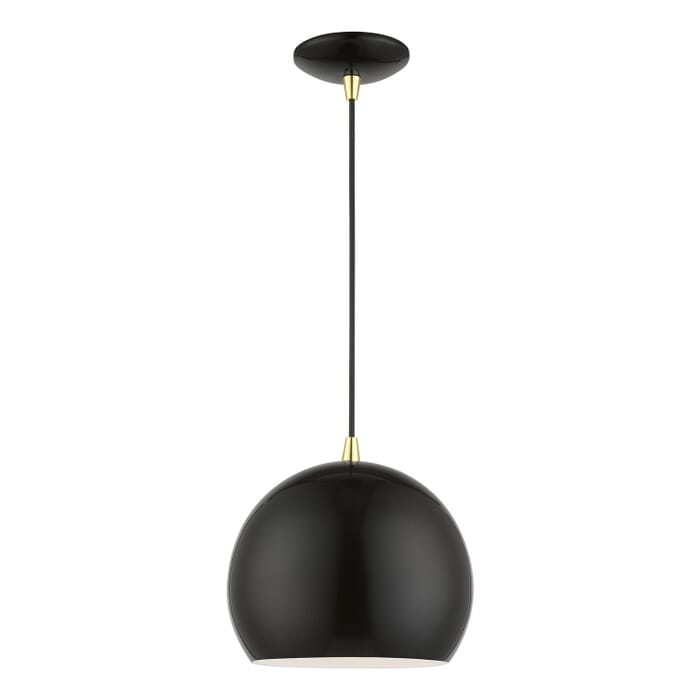 Piedmont 1-Light Pendant in Shiny Black w with Polished Brass Piedmont 1-Light Pendant in Shiny Black w with Polished Brass
