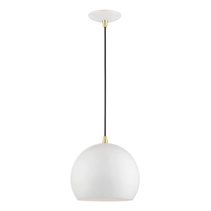 Piedmont 1-Light Pendant in Shiny White w with Polished Brass Piedmont 1-Light Pendant in Shiny White w with Polished Brass