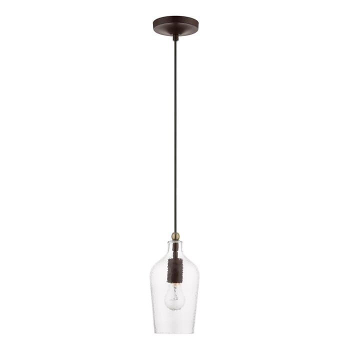 Avery 1-Light Mini Pendant in Bronze w with Antique Brass Avery 1-Light Mini Pendant in Bronze w with Antique Brass