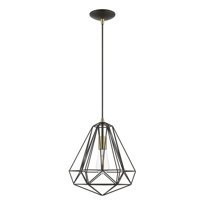 Knox 1-Light Pendant in Textured Black w with Antique Brass Knox 1-Light Pendant in Textured Black w with Antique Brass