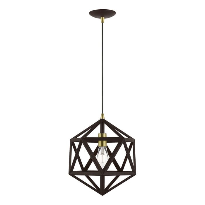 Ashland 1-Light Pendant in Bronze w with Antique Brass Ashland 1-Light Pendant in Bronze w with Antique Brass