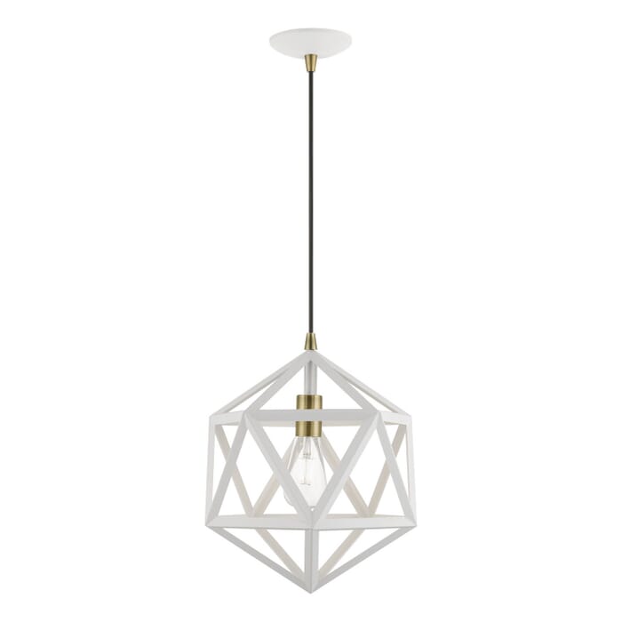 Ashland 1-Light Pendant in Textured White w with Antique Brass Ashland 1-Light Pendant in Textured White w with Antique Brass