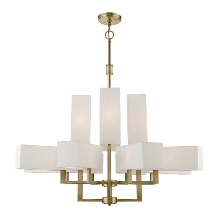 Rubix 12-Light Foyer Chandelier in Antique Brass Rubix 12-Light Foyer Chandelier in Antique Brass