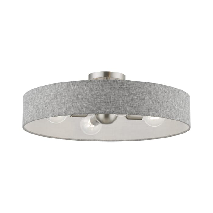 Elmhurst 4-Light Semi-Flush Mount in Brushed Nickel w with Shiny White Elmhurst 4-Light Semi-Flush Mount in Brushed Nickel w with Shiny White