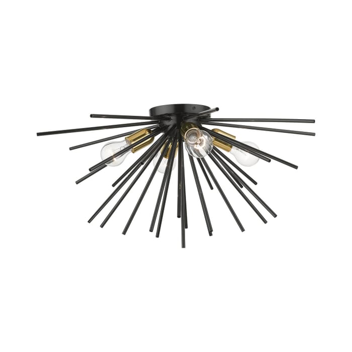 Tribeca 4-Light Flush Mount in Shiny Black w with Polished Brass Tribeca 4-Light Flush Mount in Shiny Black w with Polished Brass