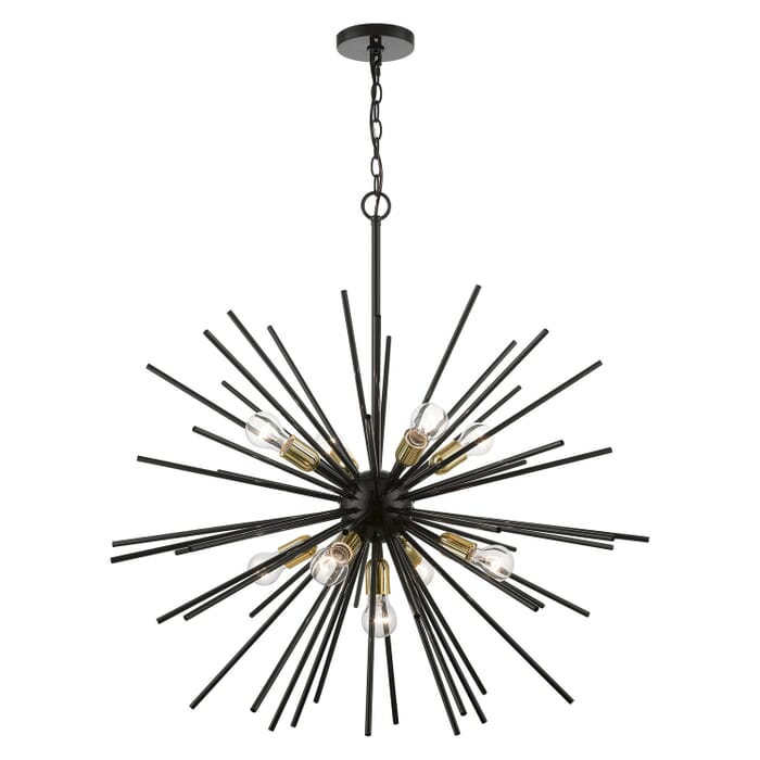 Tribeca 9-Light Foyer Chandelier in Shiny Black w with Polished Brass Tribeca 9-Light Foyer Chandelier in Shiny Black w with Polished Brass