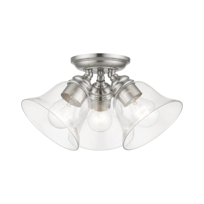 Moreland 3-Light Semi-Flush Mount in Brushed Nickel Moreland 3-Light Semi-Flush Mount in Brushed Nickel