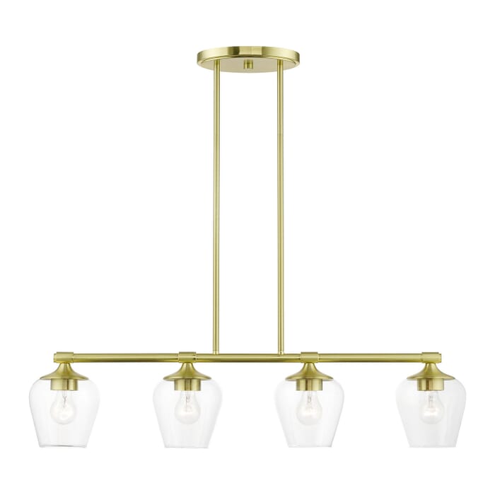 Willow 4-Light Linear Chandelier in Satin Brass Willow 4-Light Linear Chandelier in Satin Brass