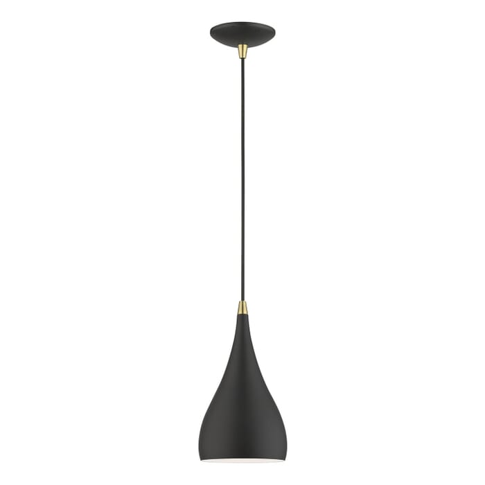 Amador 1-Light Mini Pendant in Textured Black w with Antique Brass Amador 1-Light Mini Pendant in Textured Black w with Antique Brass